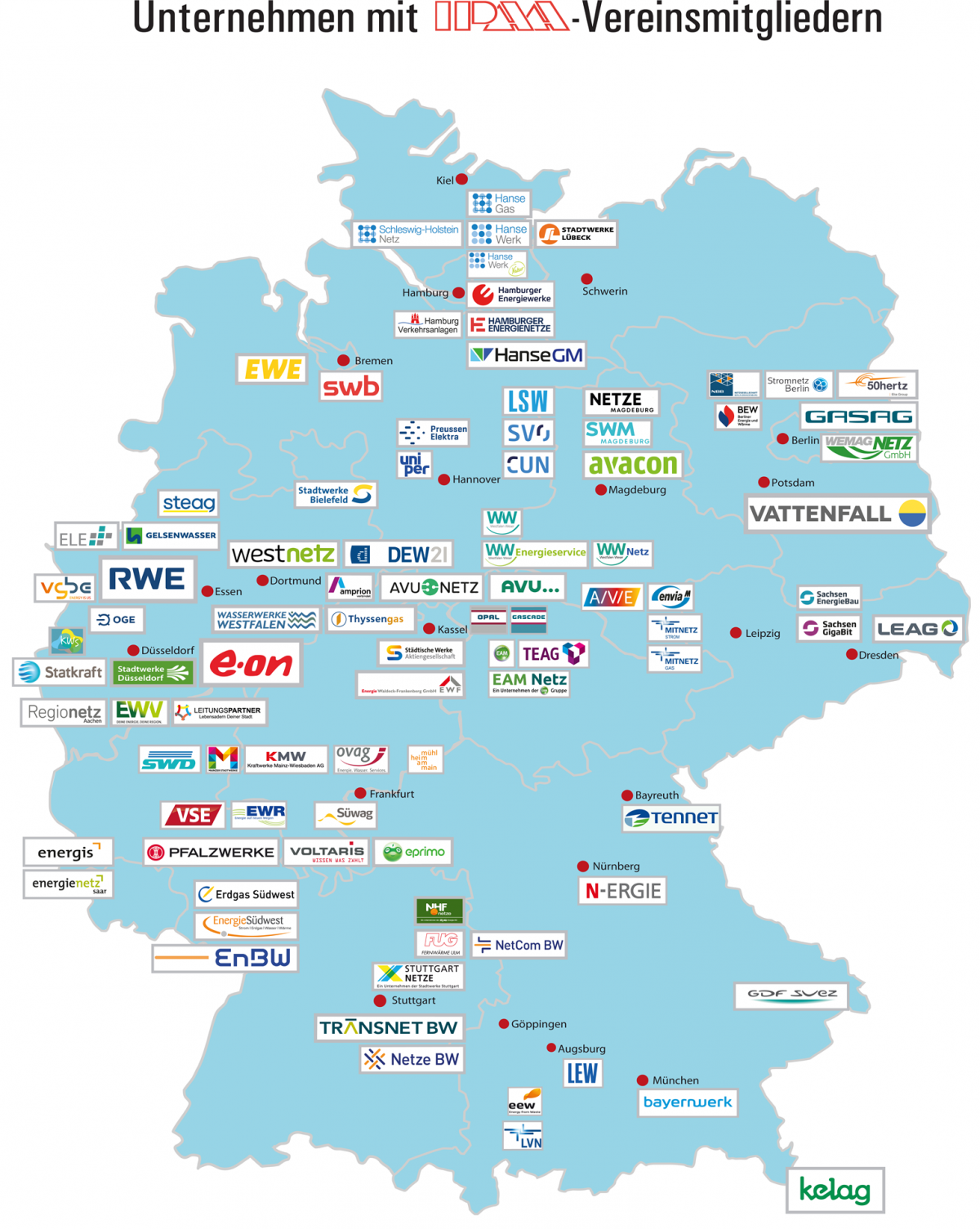 Deutschlandkarte mit IPAA-Mitgliedern